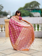 Vedant Vastram Soft Litchi Silk Banarasi Silk Jacquard Saree - Purple | Grocsy