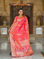 Vedant Vastram Soft Litchi Silk Banarasi Silk Jacquard Saree - Gajri | Grocsy