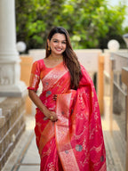 Vedant Vastram Soft Litchi Silk Banarasi Silk Jacquard Saree - Gajri | Grocsy