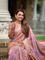 Vedant Vastram Soft Litchi Silk Banarasi Silk Jacquard Saree - Lavender | Grocsy