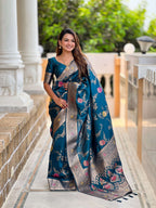 Vedant Vastram Soft Litchi Silk Banarasi Silk Jacquard Saree - Morpich | Grocsy