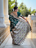 Vedant Vastram Soft Litchi Silk Banarasi Silk Jacquard Saree - Green | Grocsy