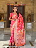 Vedant Vastram Soft Litchi Silk Banarasi Silk Jacquard Saree - Gajri | Grocsy