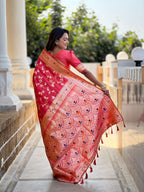 Vedant Vastram Soft Litchi Silk Banarasi Silk Jacquard Saree - Gajri | Grocsy