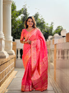Vedant Vastram Soft Litchi Silk Banarasi Silk Jacquard Saree - Gajri | Grocsy