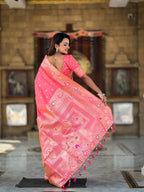 Vedant Vastram Soft Litchi Silk Banarasi Silk Jacquard Saree - Gajri | Grocsy