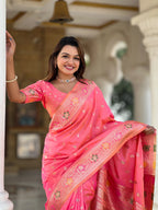 Vedant Vastram Soft Litchi Silk Banarasi Silk Jacquard Saree - Gajri | Grocsy
