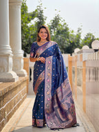 Vedant Vastram Soft Litchi Silk Banarasi Silk Jacquard Saree - Morpich | Grocsy