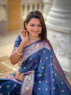 Vedant Vastram Soft Litchi Silk Banarasi Silk Jacquard Saree - Morpich | Grocsy