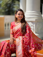 Vedant Vastram Soft Litchi Silk Banarasi Silk Jacquard Saree - Gajri | Grocsy