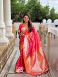 Vedant Vastram Soft Litchi Silk Banarasi Silk Jacquard Saree - Gajri | Grocsy