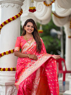 Vedant Vastram Soft Litchi Silk Banarasi Silk Jacquard Saree - Gajri | Grocsy