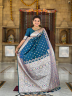 Vedant Vastram Soft Litchi Silk Banarasi Silk Jacquard Saree - Morpich | Grocsy