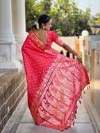 Vedant Vastram Soft Litchi Silk Banarasi Silk Jacquard Saree - Gajri | Grocsy