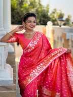 Vedant Vastram Soft Litchi Silk Banarasi Silk Jacquard Saree - Gajri | Grocsy