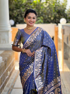 Vedant Vastram Soft Litchi Silk Banarasi Silk Jacquard Saree - Grey | Grocsy