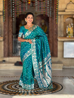 Vedant Vastram Soft Litchi Silk Banarasi Silk Jacquard Saree - Rama | Grocsy