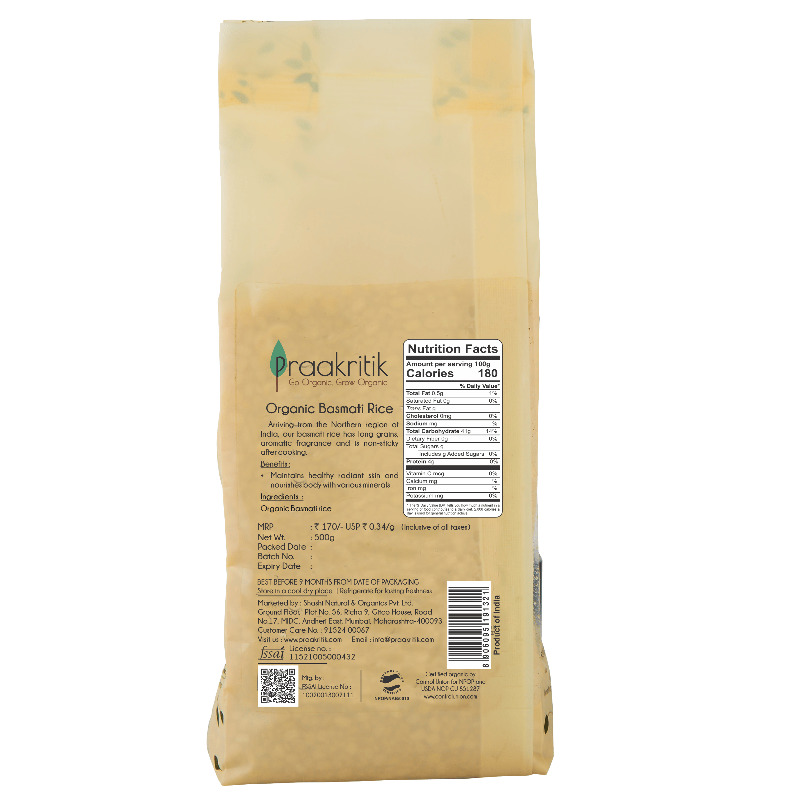 Praakritik Organic Basmati Rice | Grocsy