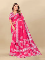 Vedant Vastram Designer Digital Print Batik Saree - Pink | Grocsy