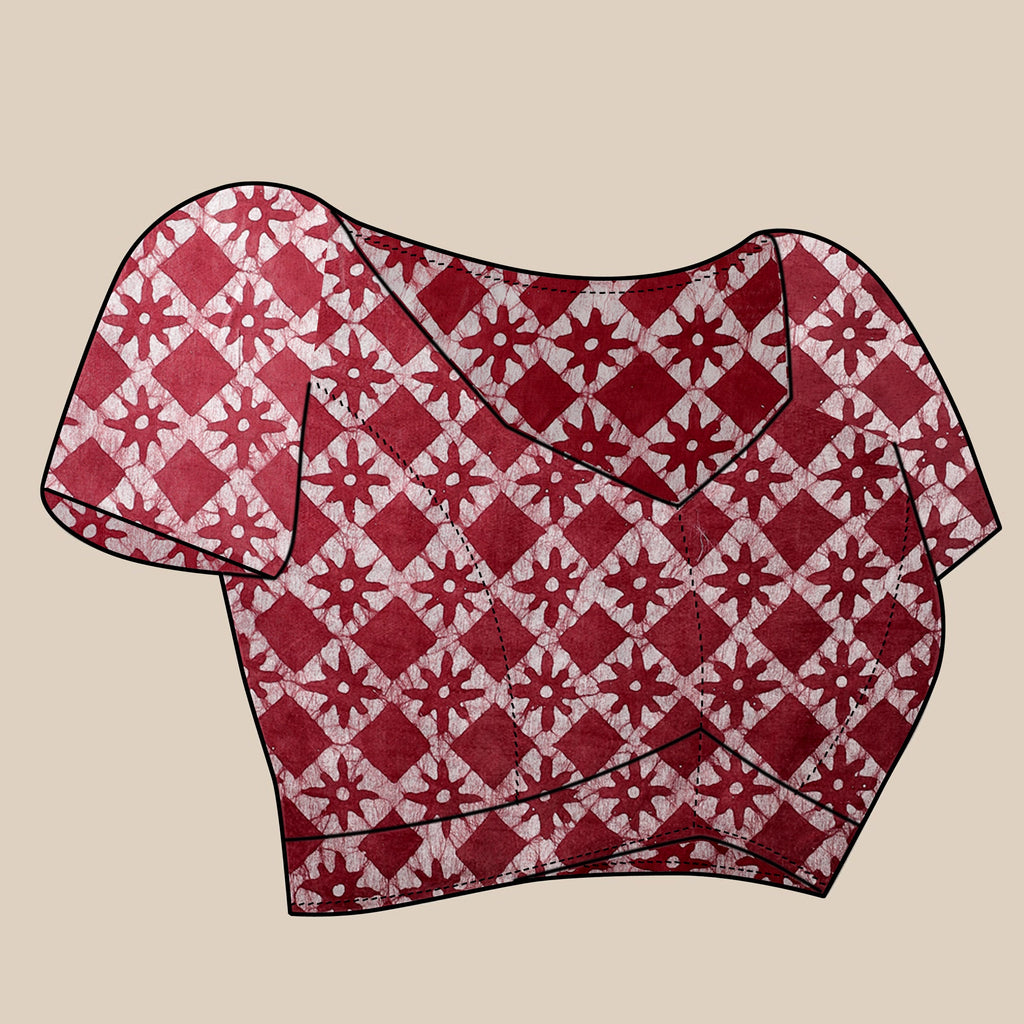 Vedant Vastram Designer Digital Print Batik Saree - Maroon | Grocsy