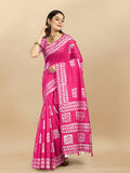 Vedant Vastram Designer Digital Print Batik Saree - Pink | Grocsy