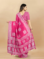 Vedant Vastram Designer Digital Print Batik Saree - Pink | Grocsy