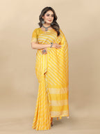 Vedant Vastram Designer Digital Print Batik Saree - Yellow | Grocsy