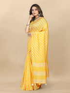 Vedant Vastram Designer Digital Print Batik Saree - Yellow | Grocsy
