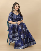 Vedant Vastram Designer Digital Print Batik Saree - Violate | Grocsy