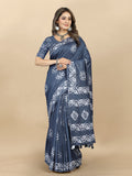 Vedant Vastram Designer Digital Print Batik Saree - Grey | Grocsy