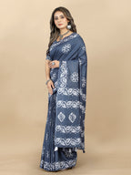 Vedant Vastram Designer Digital Print Batik Saree - Grey | Grocsy