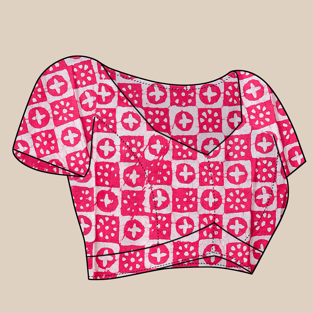 Vedant Vastram Designer Digital Print Batik Saree - Pink | Grocsy