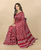 Vedant Vastram Designer Digital Print Batik Saree - Maroon | Grocsy