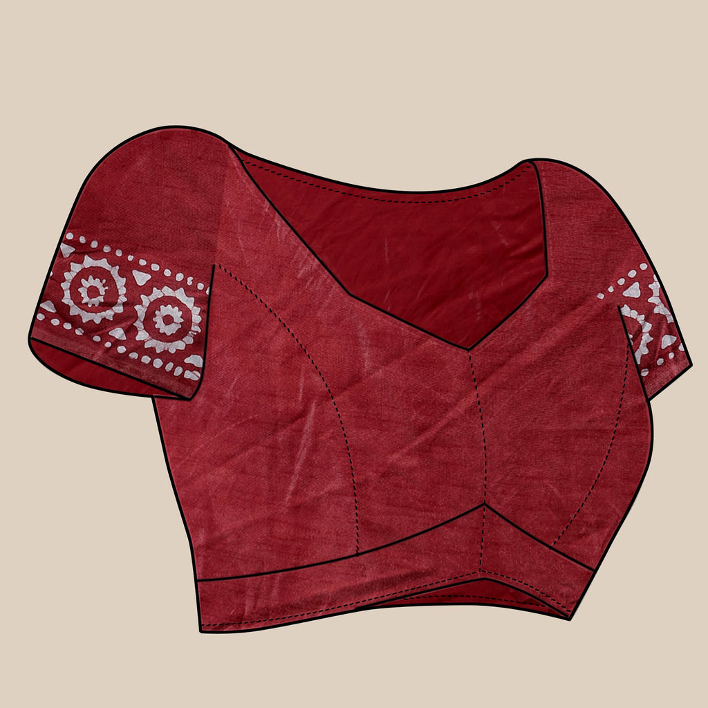 Vedant Vastram Designer Digital Print Batik Saree - Maroon | Grocsy