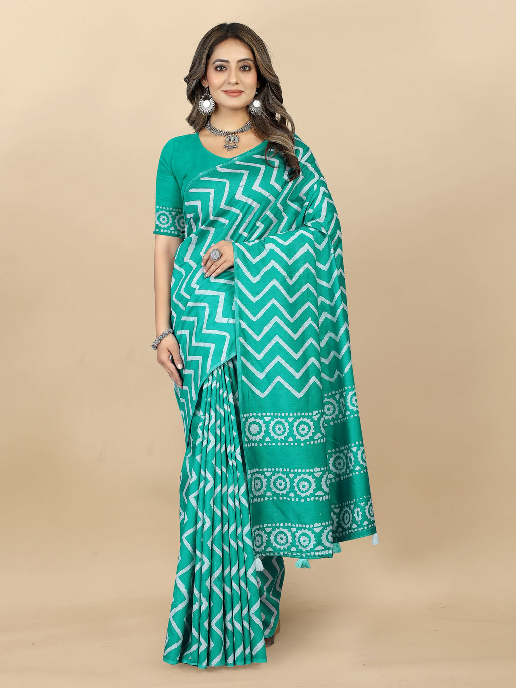 Vedant Vastram Designer Digital Print Batik Saree - Rama | Grocsy