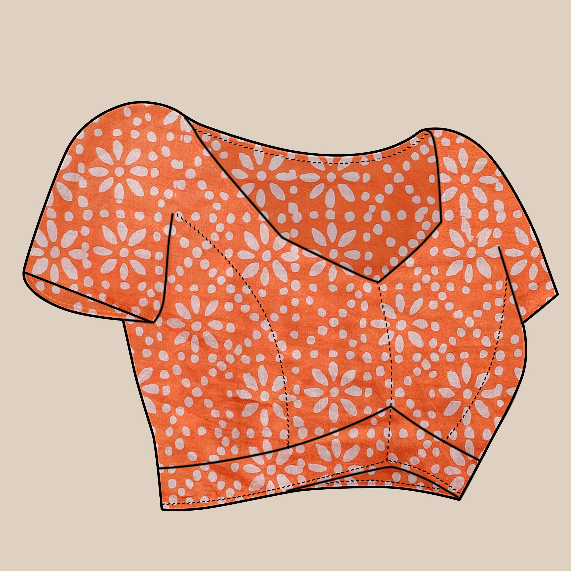 Vedant Vastram Designer Digital Print Batik Saree - Orange | Grocsy