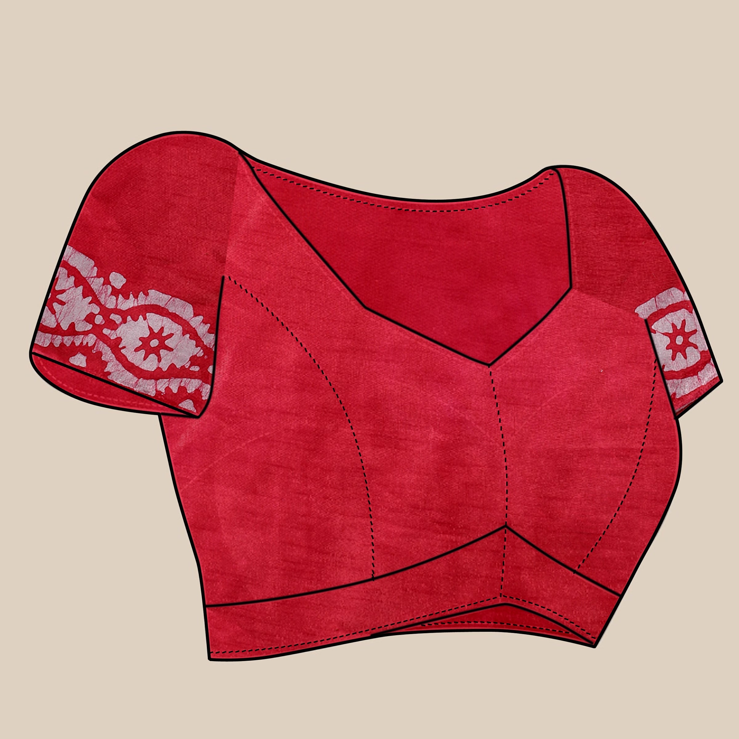 Vedant Vastram Designer Digital Print Batik Saree - Red | Grocsy
