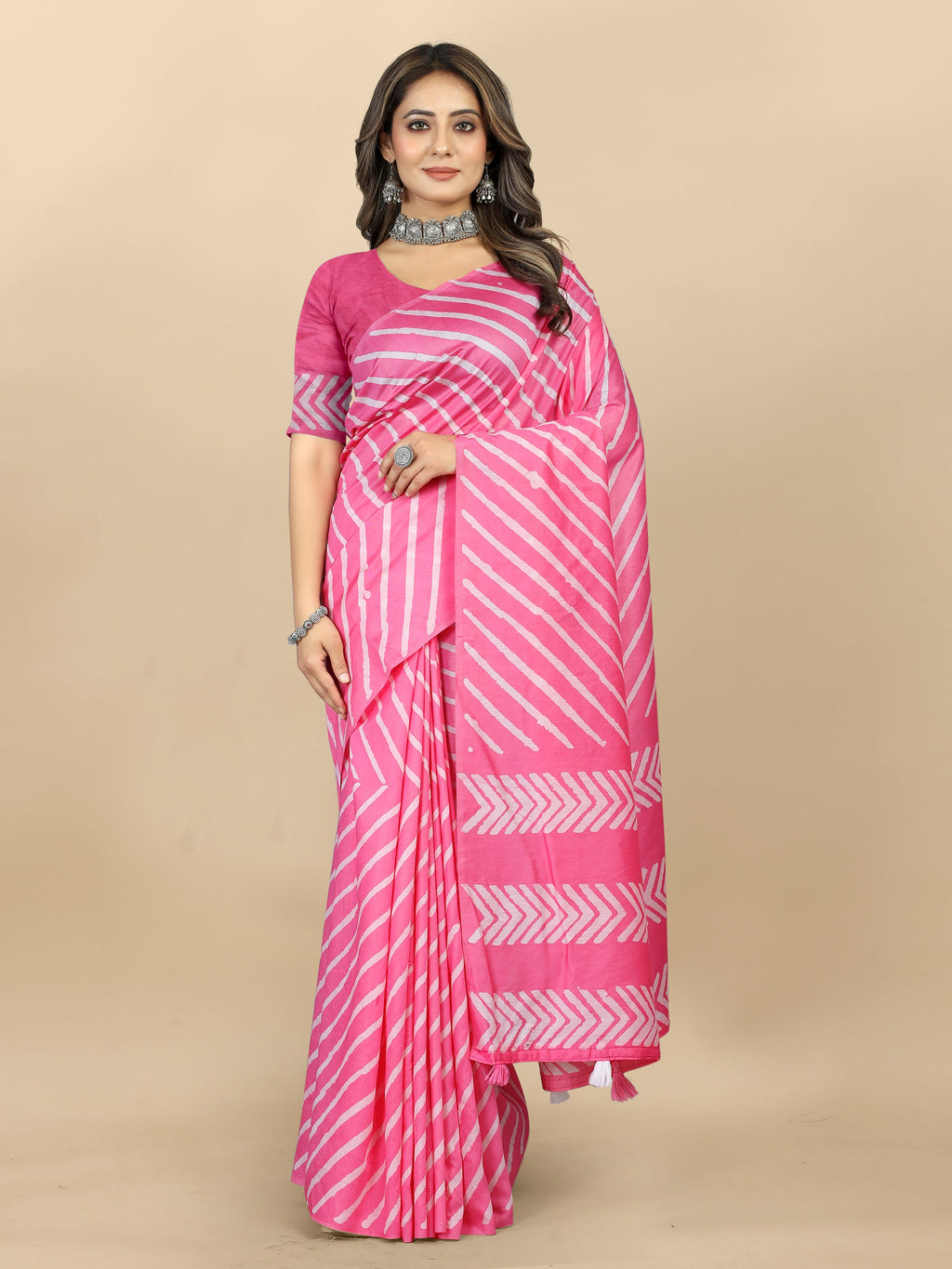 Vedant Vastram Designer Digital Print Batik Saree - Pink | Grocsy