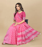 Vedant Vastram Designer Digital Print Batik Saree - Pink | Grocsy