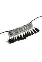 Mominos Fashion Johar Kamal Oxidised Silver-Plated Brass Finish Tassel Work Handicraft Choker For Women (Black) | Grocsy