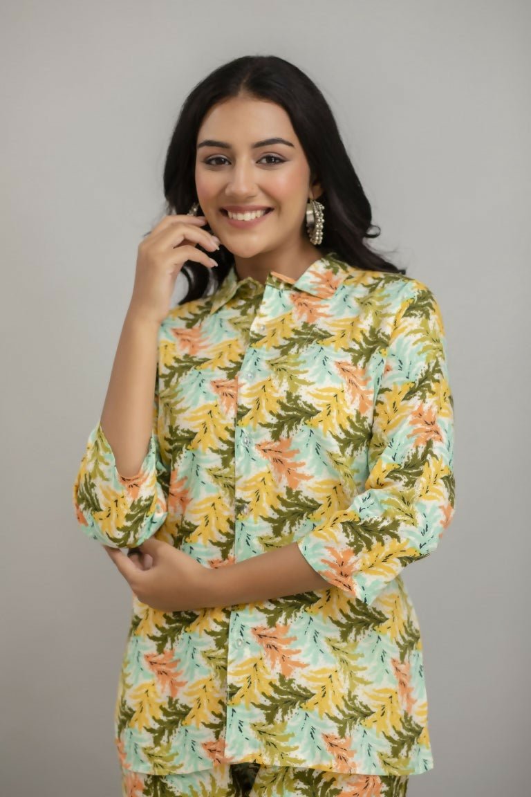 Alvano Women's Floral Printed Cotton Multicolour Co-Ord Set | Grocsy