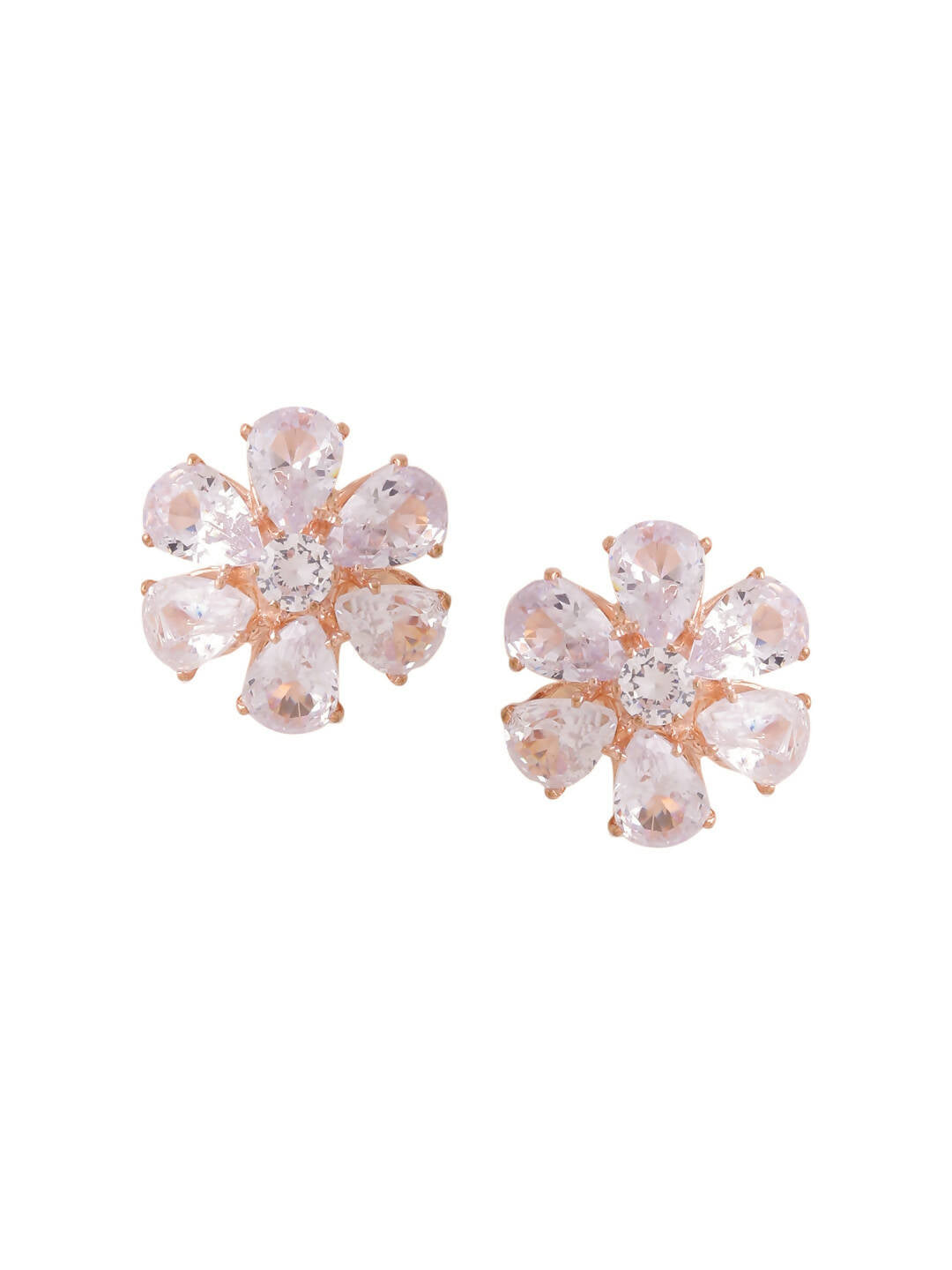 NVR Women Golden Cz Studded Studs Earrings | Grocsy