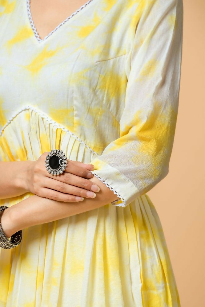 Joban Fashion Yellow Tie & Dye Kurta Pant Set | Grocsy