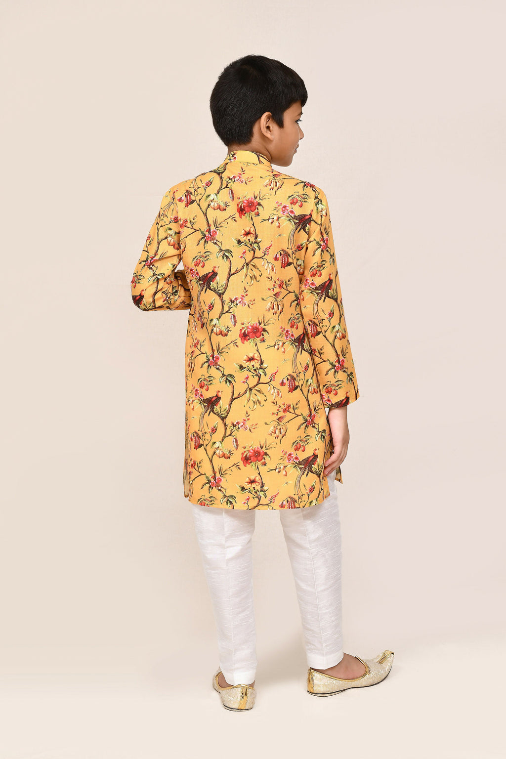 Joban Fashion Linen Cotton Yellow Kurta With Straight Fit Pant | Grocsy