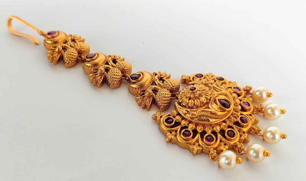 Matt Peacock Bridal Maang Tikka | Grocsy