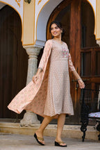 Yufta Orange Printed & Embroidered Dress | Grocsy