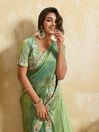 Teeya Creation New Stylish Trendy Party Wear Saree-Light_Green | Grocsy