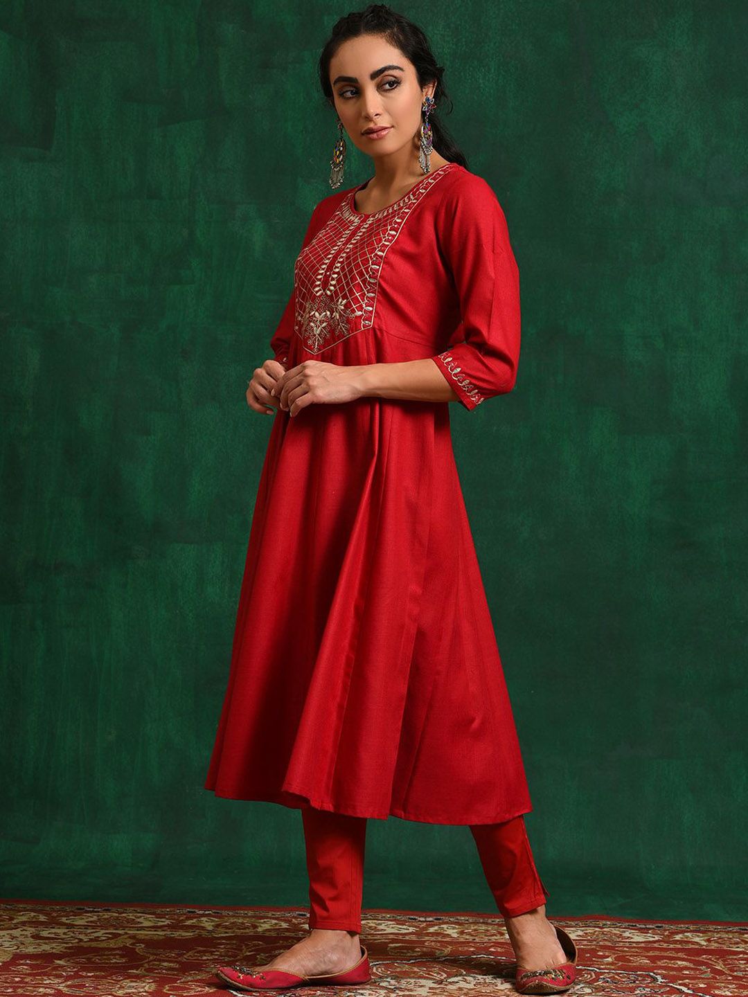 Sangria Embroidered Ethnic Anarkali Kurta | Grocsy