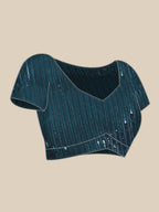 Blue Woven Design Net Saree with Blouse Piece - Kalamkari | Grocsy