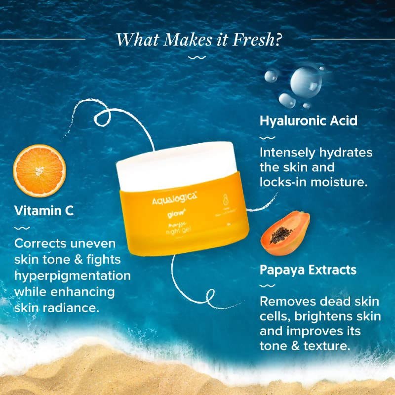 Aqualogica Glow+ Mousse Night Gel With Vitamin C & Hyaluronic Acid | Grocsy